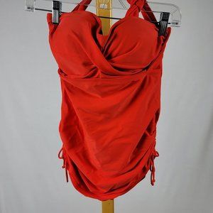 Tropiculture cherry red rouched sides plus size swim shealth swimdress